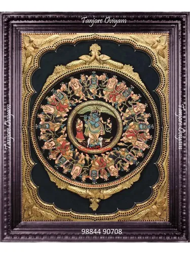 Antique Krishna Leela Tanjore Painting